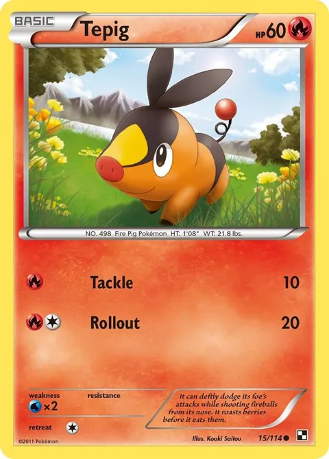 Tepig 15 #15/114 Pokémon card from Black and White