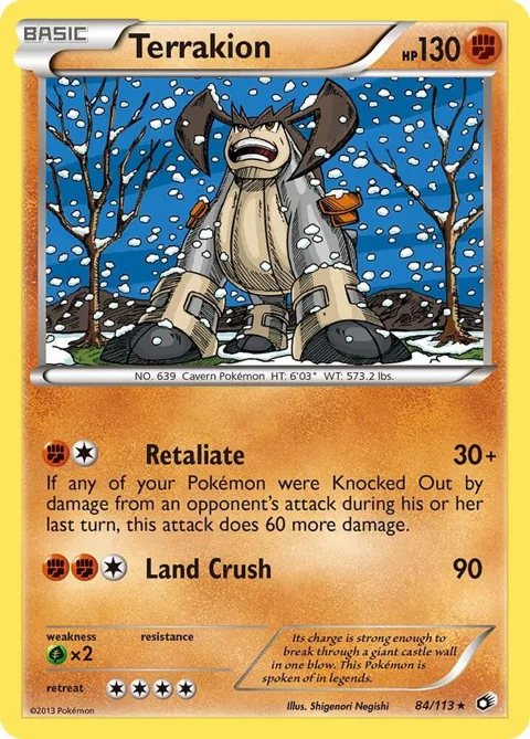 Terrakion #84/113 Reverse Holofoil Pokémon card from Legendary Treasures
