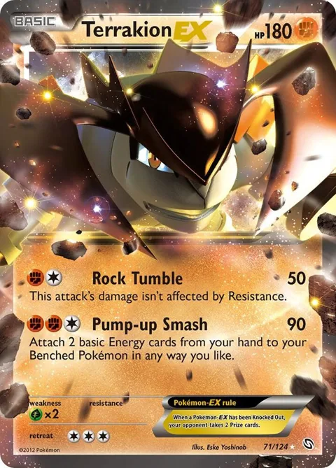 Terrakion EX #71/124 Holofoil Pokémon card from Dragons Exalted