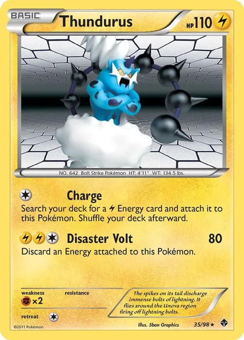 Thundurus #35/98 Holofoil Pokémon card from Emerging Powers