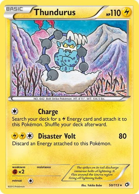 Thundurus #50/113 Reverse Holofoil Pokémon card from Legendary Treasures