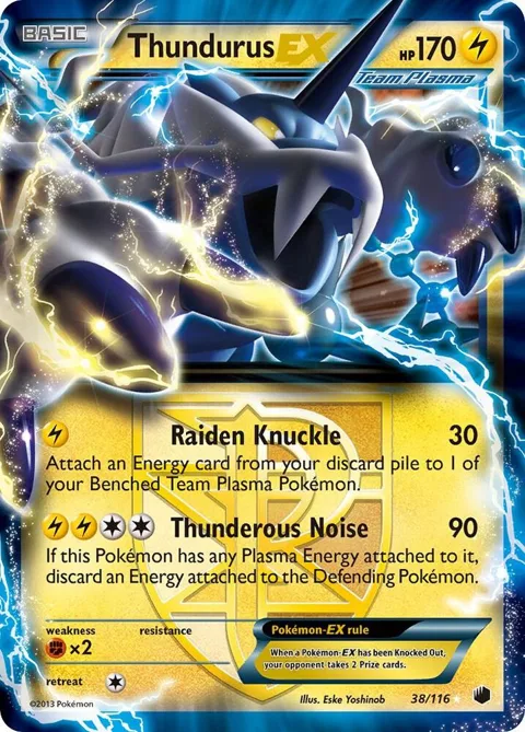Thundurus EX Team Plasma #38/116 Holofoil Pokémon card from Plasma Freeze
