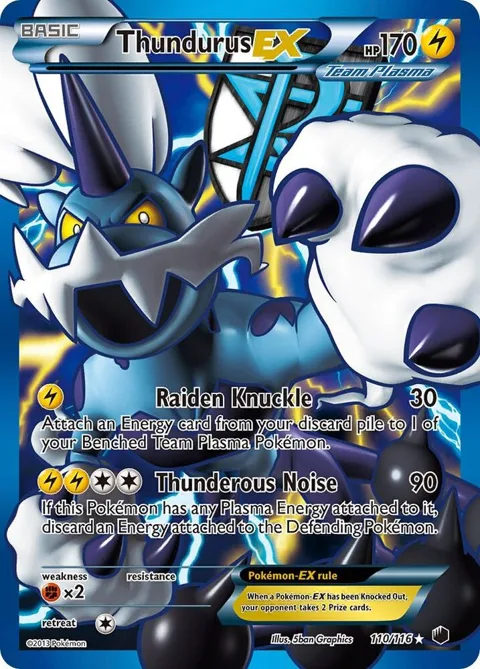 Thundurus EX Team Plasma 110 Full Art #110/116 Holofoil Pokémon card from Plasma Freeze