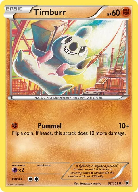 Timburr #62/101 Pokémon card from Noble Victories