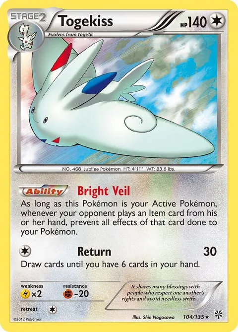 Togekiss #104/135 Holofoil Pokémon card from Plasma Storm