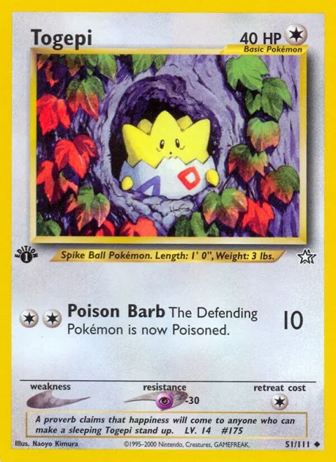 Togepi #051/111 1st Edition Pokémon card from Neo Genesis