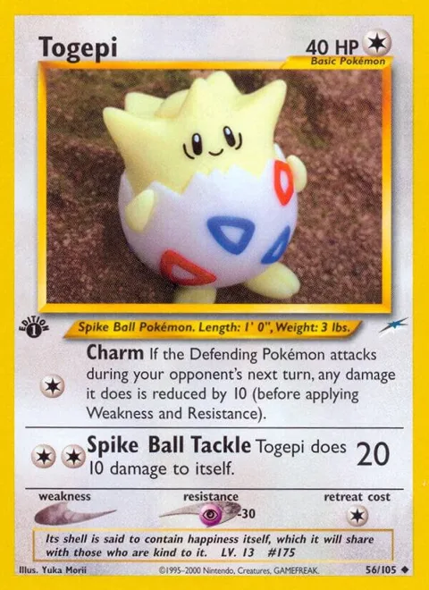 Togepi #056/105 1st Edition Pokémon card from Neo Destiny