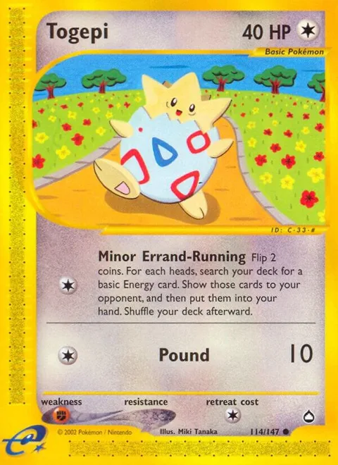 Togepi #114/147 Reverse Holofoil Pokémon card from Aquapolis