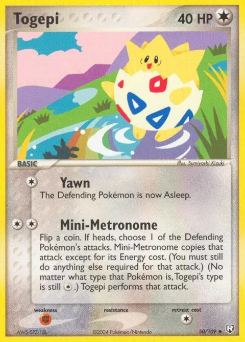 Togepi #50/109 Reverse Holofoil Pokémon card from EX Team Rocket Returns