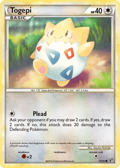 Togepi #70/90 Reverse Holofoil Pokémon card from Undaunted