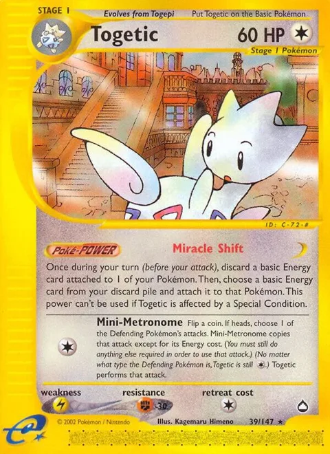 Togetic #039/147 Reverse Holofoil Pokémon card from Aquapolis