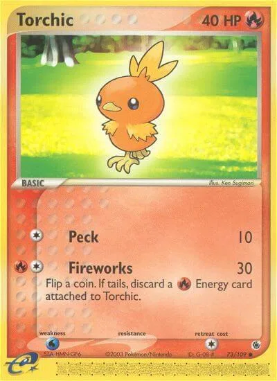 Torchic #73/109 Pokémon card from EX Ruby and Sapphire
