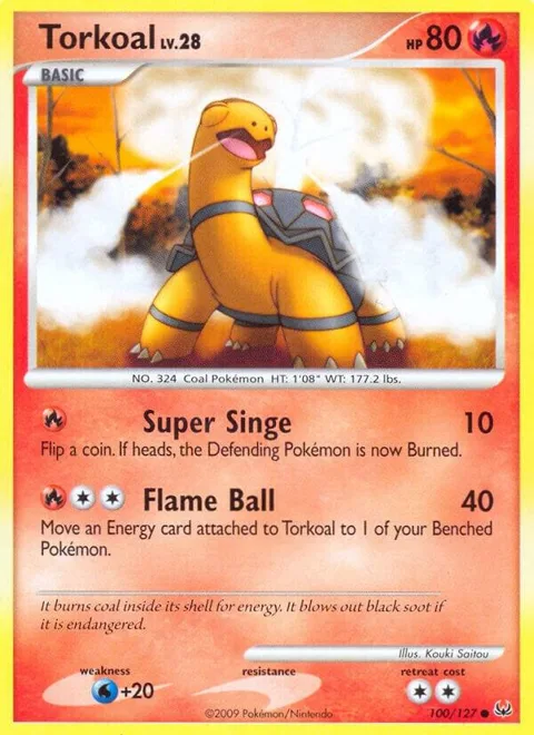 Torkoal #100/127 Reverse Holofoil Pokémon card from Platinum