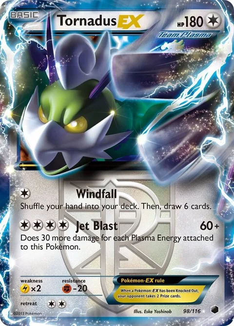 Tornadus EX Team Plasma #98/116 Holofoil Pokémon card from Plasma Freeze