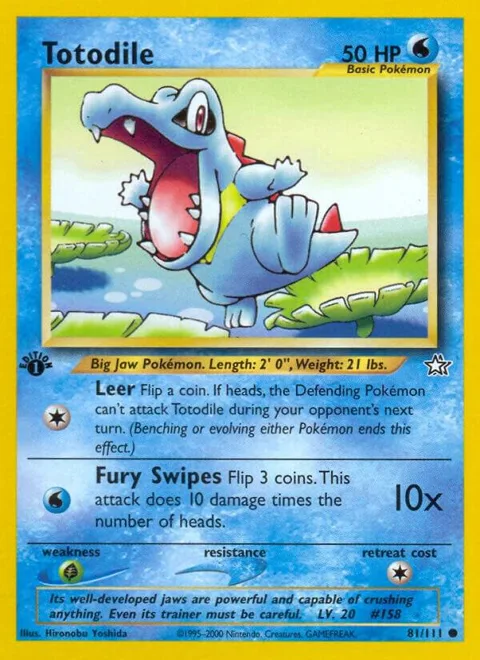 Totodile 81 #081/111 Unlimited Pokémon card from Neo Genesis