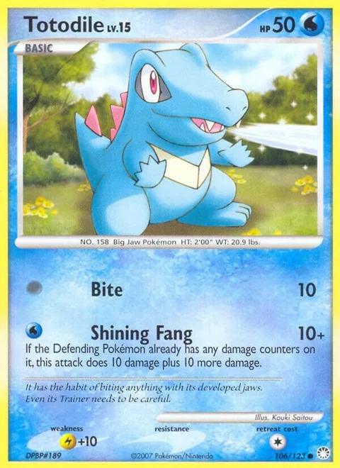 Totodile #106/123 Reverse Holofoil Pokémon card from Mysterious Treasures
