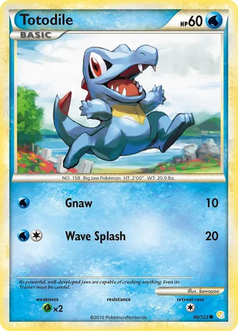 Totodile #86/123 Reverse Holofoil Pokémon card from HeartGold SoulSilver
