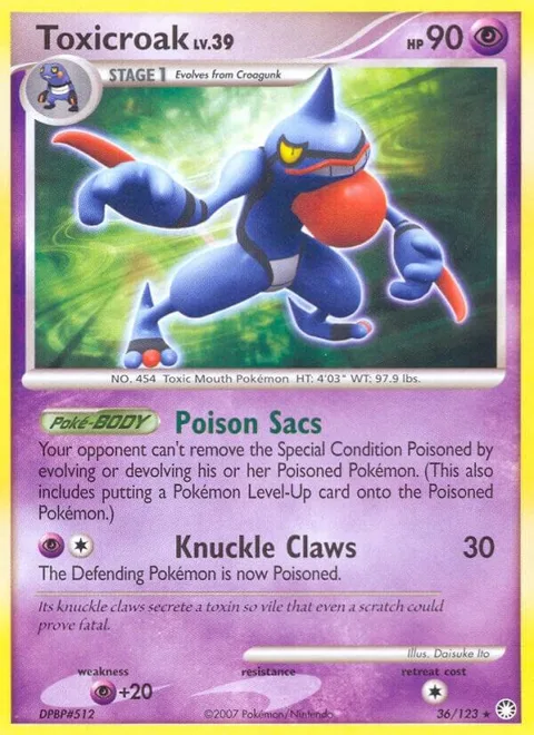 Toxicroak #36/123 Pokémon card from Mysterious Treasures