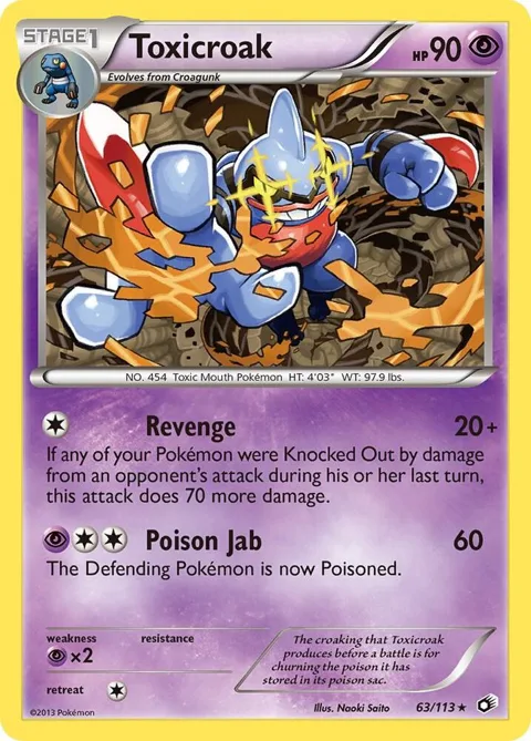 Toxicroak #63/113 Pokémon card from Legendary Treasures