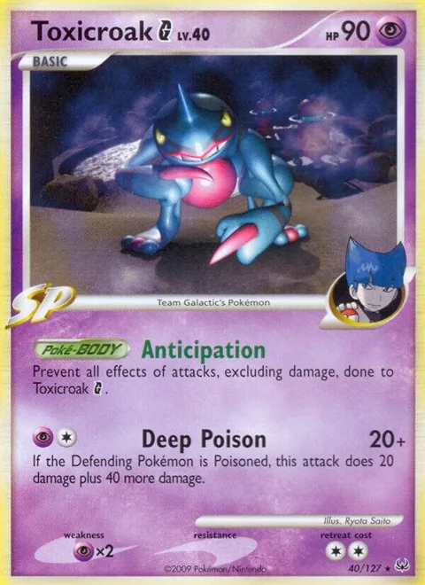 Toxicroak G #40/127 Reverse Holofoil Pokémon card from Platinum