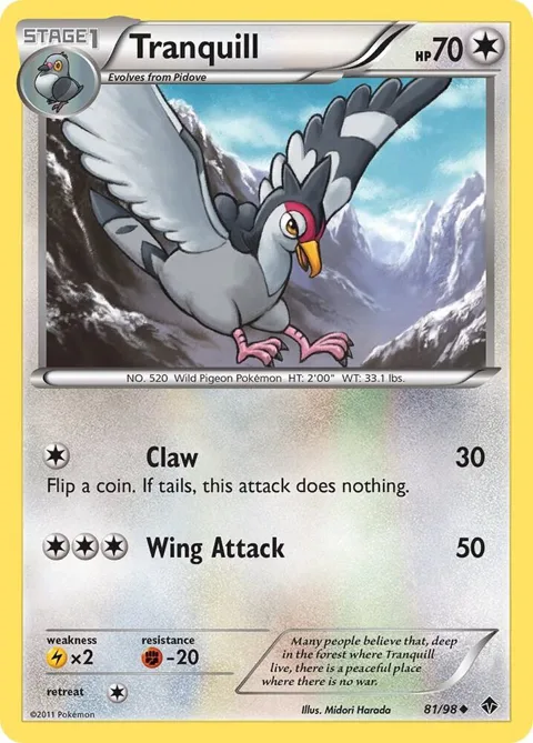 Tranquill #81/98 Pokémon card from Emerging Powers