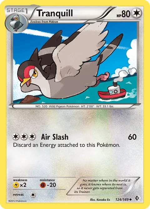 Tranquill #124/149 Pokémon card from Boundaries Crossed