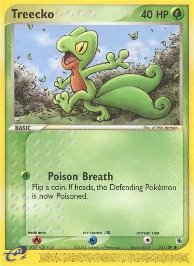 Treecko #75/109 Reverse Holofoil Pokémon card from EX Ruby and Sapphire
