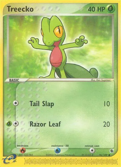 Treecko #76/109 Reverse Holofoil Pokémon card from EX Ruby and Sapphire