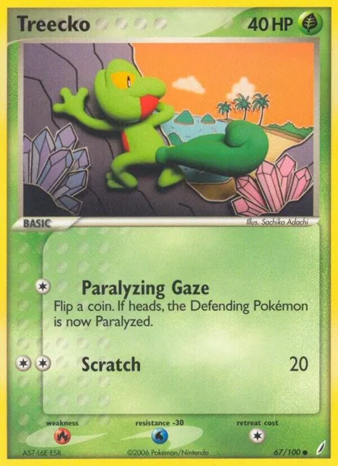 Treecko #67/100 Reverse Holofoil Pokémon card from EX Crystal Guardians