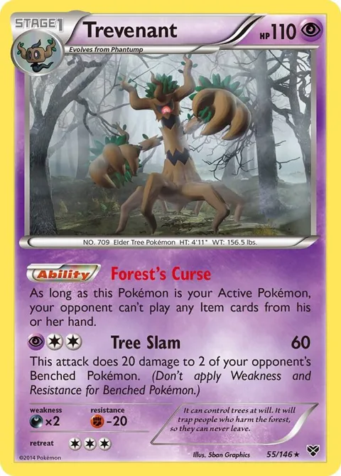 Trevenant #55/146 Holofoil Pokémon card from XY Base Set