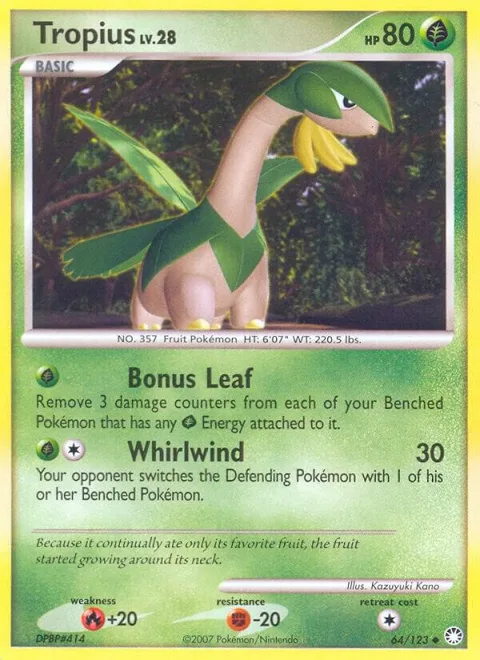 Tropius #64/123 Pokémon card from Mysterious Treasures