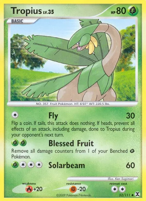 Tropius #52/111 Reverse Holofoil Pokémon card from Rising Rivals