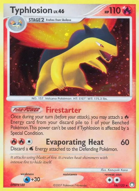 Typhlosion #16/123 Reverse Holofoil Pokémon card from Mysterious Treasures
