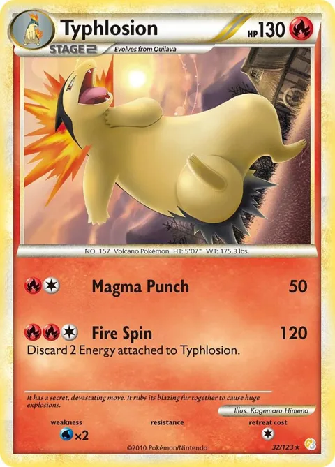 Typhlosion #32/123 Reverse Holofoil Pokémon card from HeartGold SoulSilver