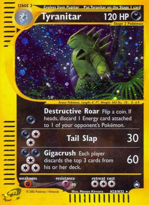 Tyranitar H28 #H28/H32 Holofoil Pokémon card from Aquapolis