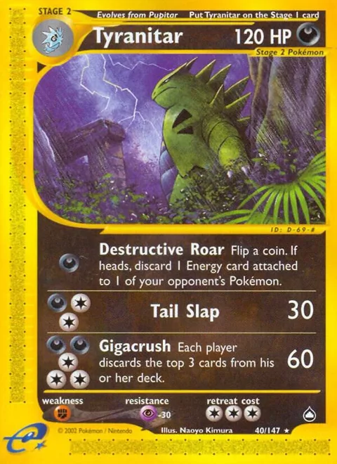 Tyranitar #040/147 Pokémon card from Aquapolis