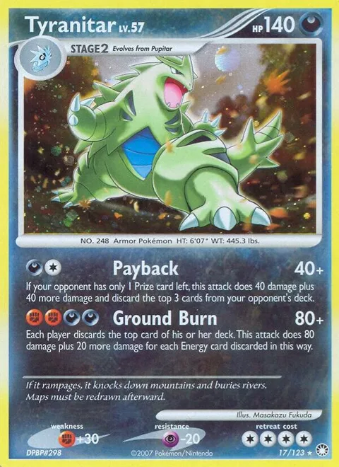 Tyranitar #17/123 Reverse Holofoil Pokémon card from Mysterious Treasures