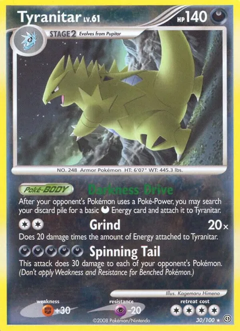 Tyranitar #30/100 Pokémon card from Stormfront