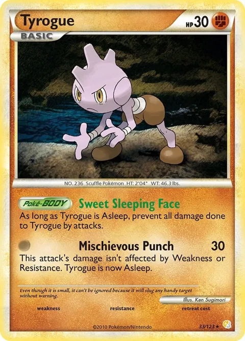 Tyrogue #33/123 Pokémon card from HeartGold SoulSilver