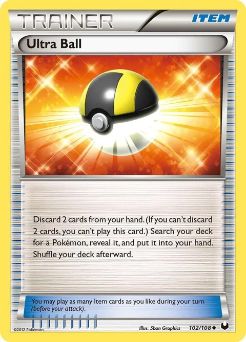 Ultra Ball #102/108 Reverse Holofoil Pokémon card from Dark Explorers