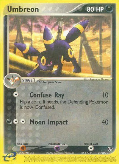 Umbreon #24/100 Reverse Holofoil Pokémon card from EX Sandstorm