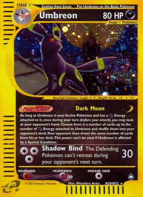 Umbreon H29 #H29/H32 Holofoil Pokémon card from Aquapolis