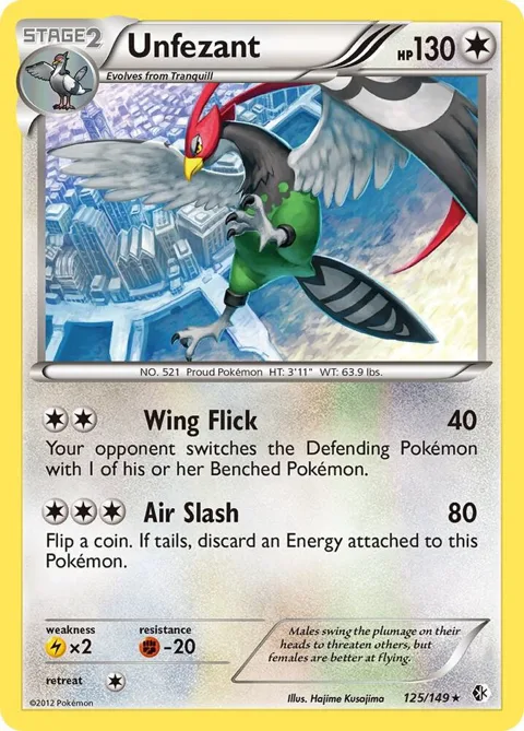 Unfezant #125/149 Reverse Holofoil Pokémon card from Boundaries Crossed