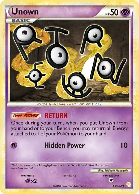 Unown 54 #54/123 Reverse Holofoil Pokémon card from HeartGold SoulSilver