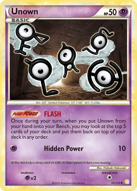 Unown 55 #55/123 Reverse Holofoil Pokémon card from HeartGold SoulSilver