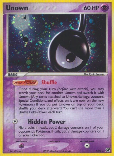 Unown ! #!/28 Holofoil Pokémon card from EX Unseen Forces