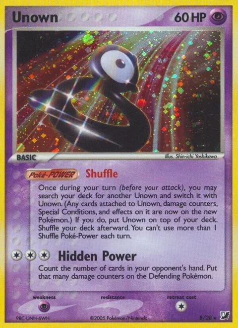 Unown B #B/28 Holofoil Pokémon card from EX Unseen Forces
