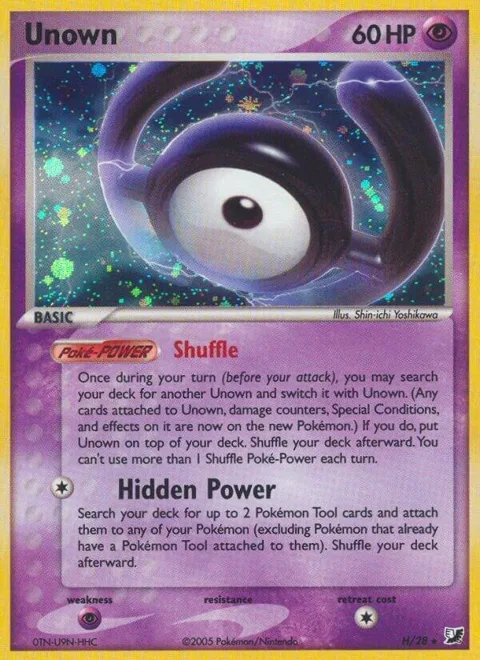 Unown H #H/28 Holofoil Pokémon card from EX Unseen Forces