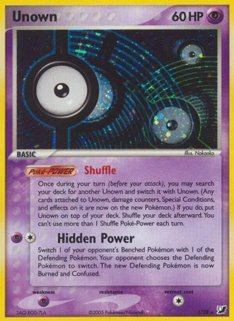 Unown I #I/28 Holofoil Pokémon card from EX Unseen Forces
