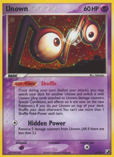 Unown N #N/28 Holofoil Pokémon card from EX Unseen Forces